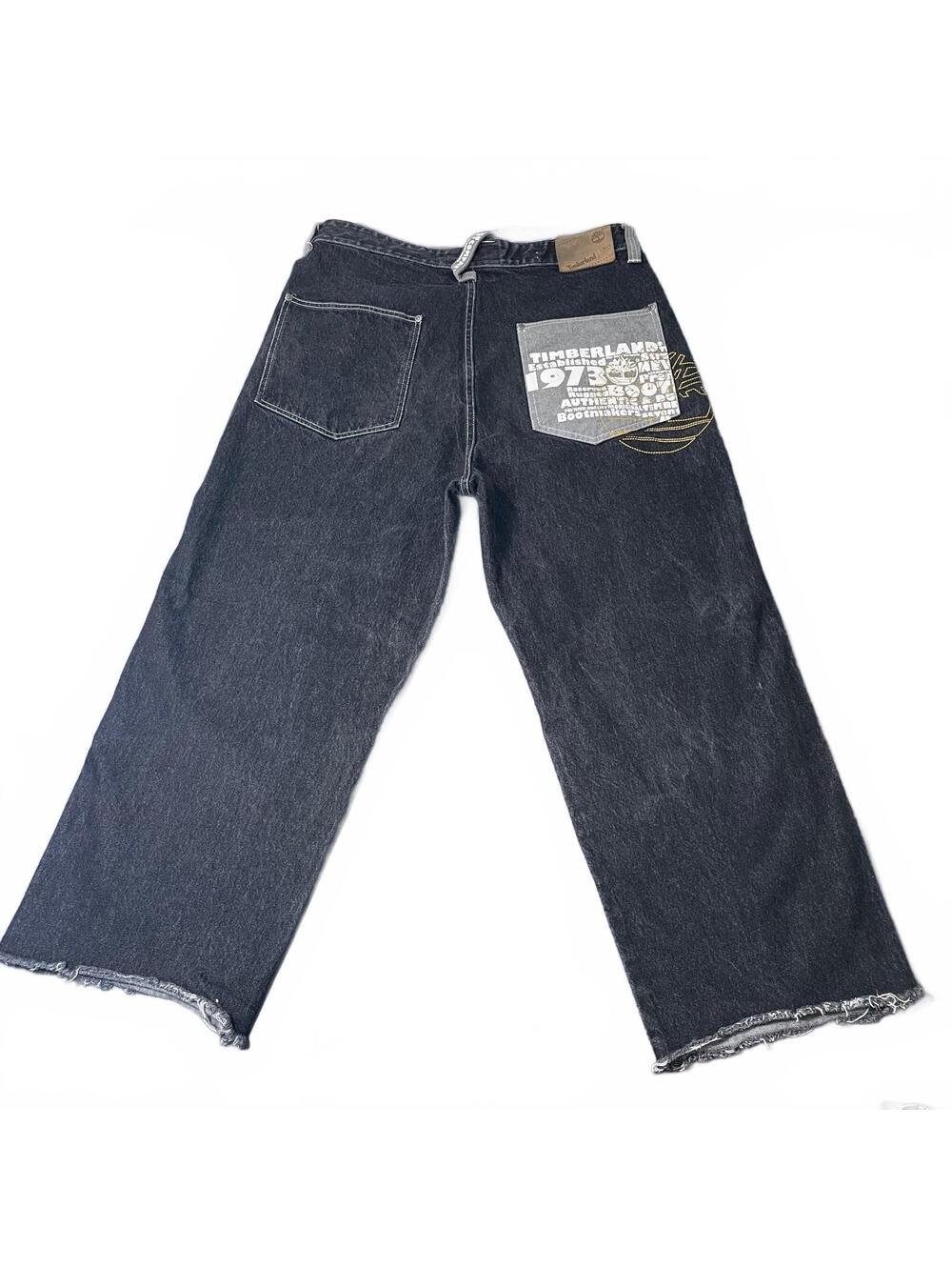 Timberland Black Wide Leg Carpenter Jeans with Logo Pocket Size 36